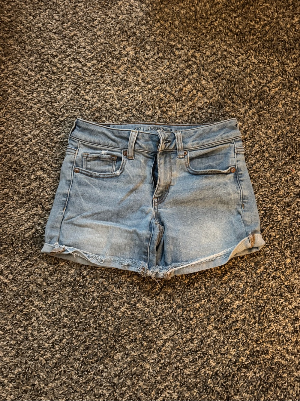 American Eagle Midi Denim Shorts Light Wash